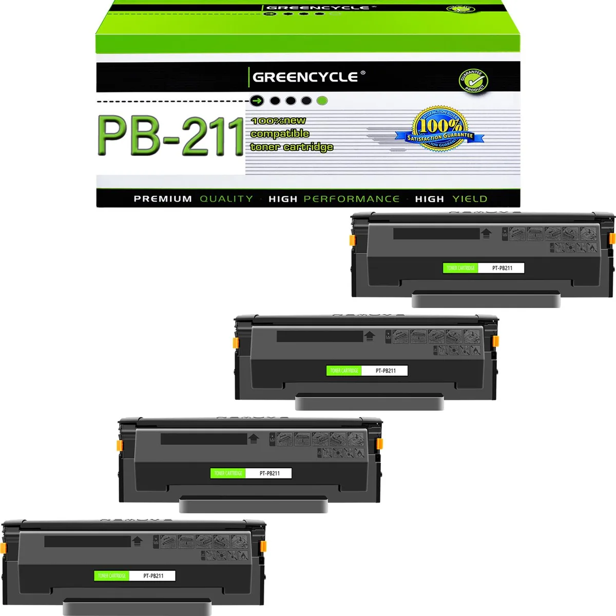 GREENCYCLE GREENCYCLE PB211 Black Toner Cartridge 4 Pack — product photo