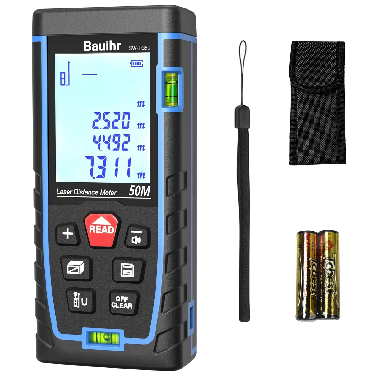 Laser Distance Meter 165ft ±1/16in 0.5s IP54 99 mem — product photo