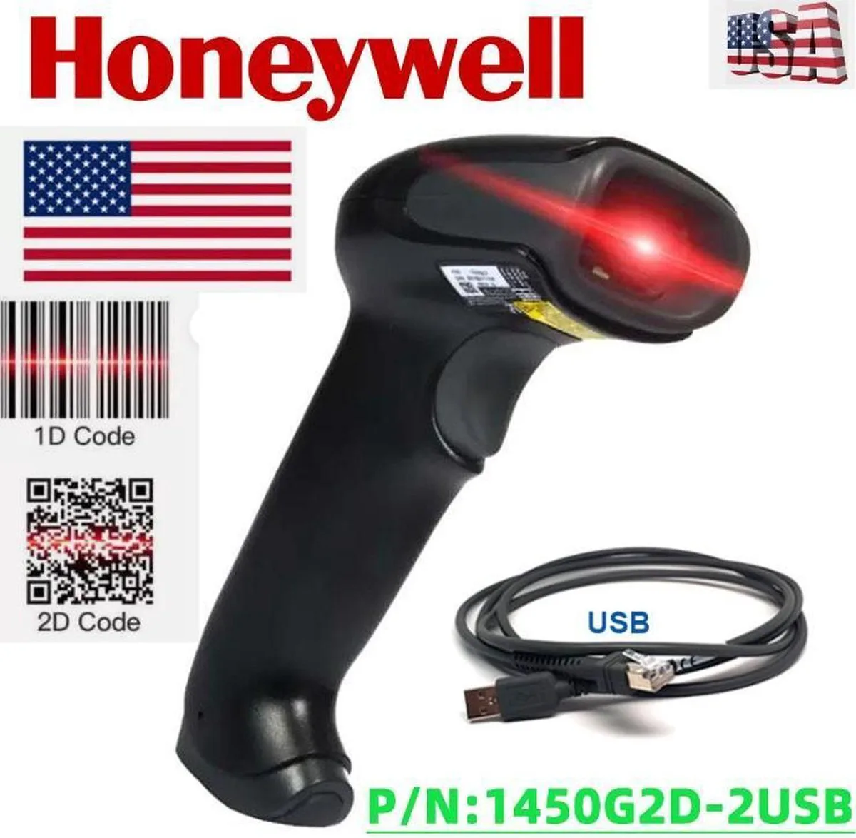 Honeywell Honeywell Voyager 1450G Barcode Scanner USB Kit — product photo