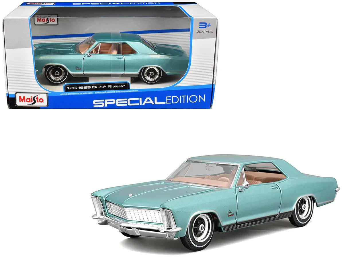 Maisto Maisto 1965 Buick Riviera Gran Sport Light Blue Metallic Special Edition 1/26 Diecast Model Car — product photo