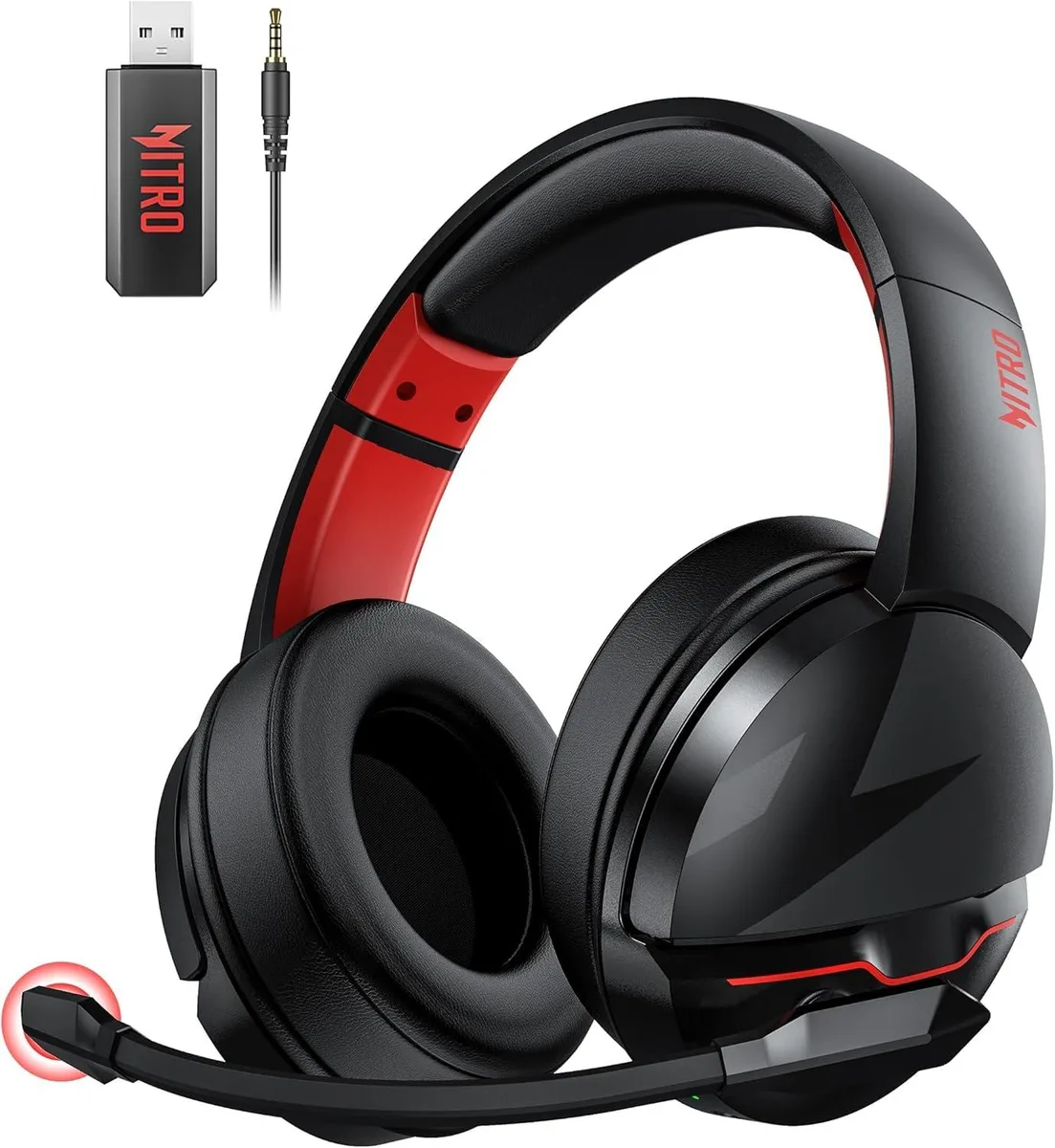 Acesori K2 Wireless Gaming Headset Red 2.4GHz Bluetooth 5.3 50mm 100h — product photo
