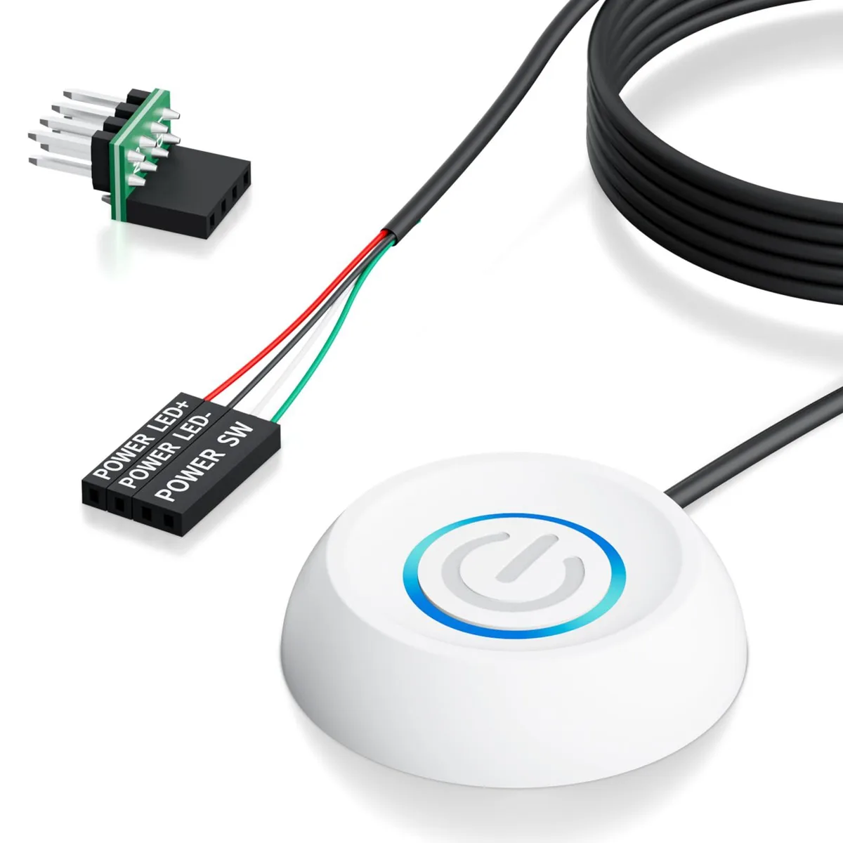 LHKLUK KG-A PC Power Button White 118" Cable ATX Splitter Adhesive Mount — product photo
