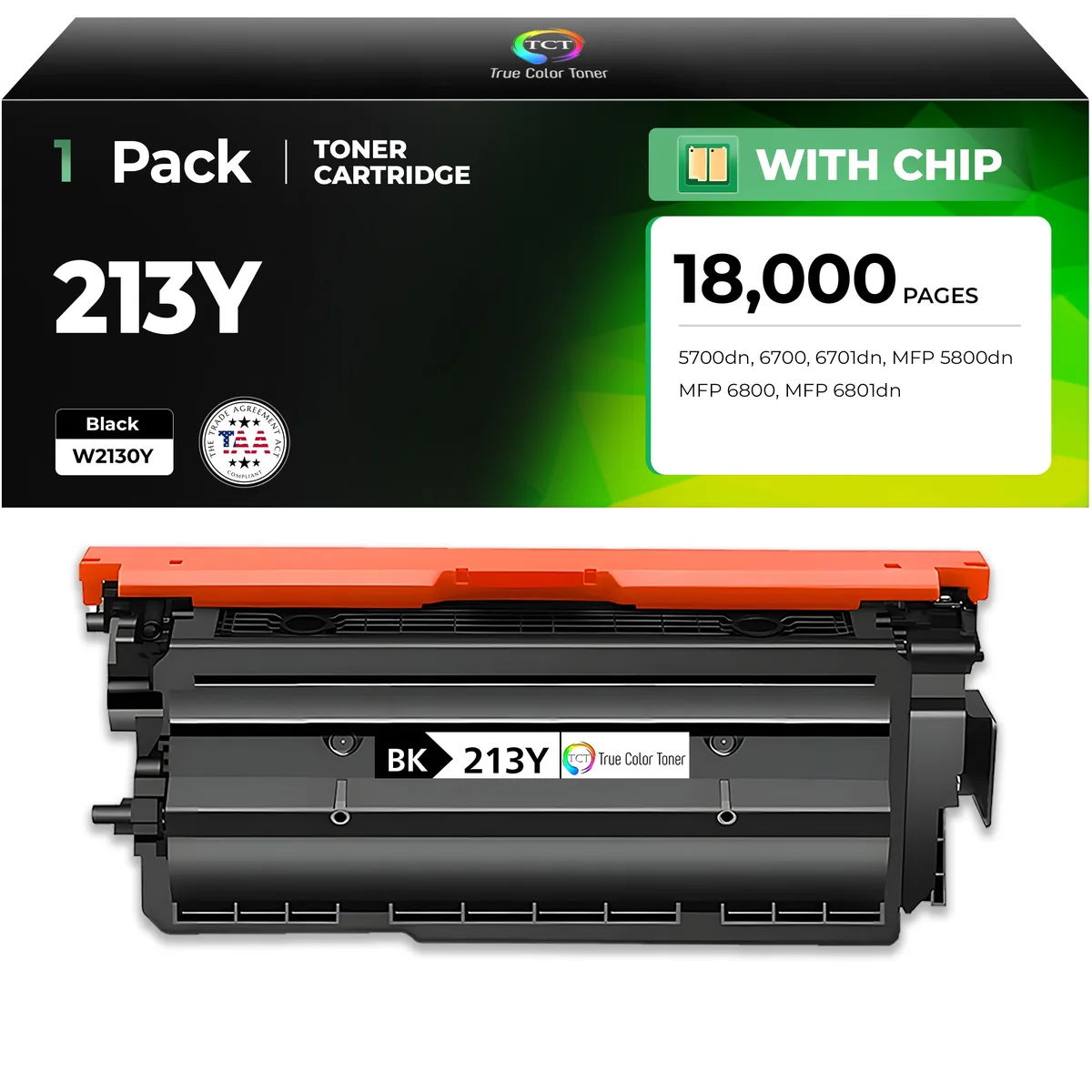 TCT TCT W2130Y Black Super High Yield TAA Toner Cartridge 18000 Pages — product photo