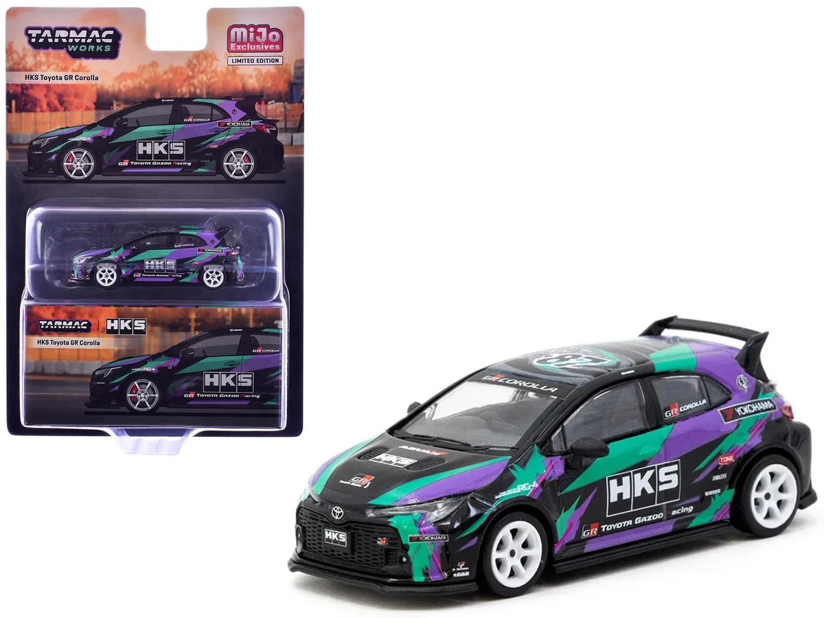 Tarmac Works Tarmac Works Toyota GR Corolla RHD HKS Black Global64 1/64 Diecast Hobby Collectible — product photo
