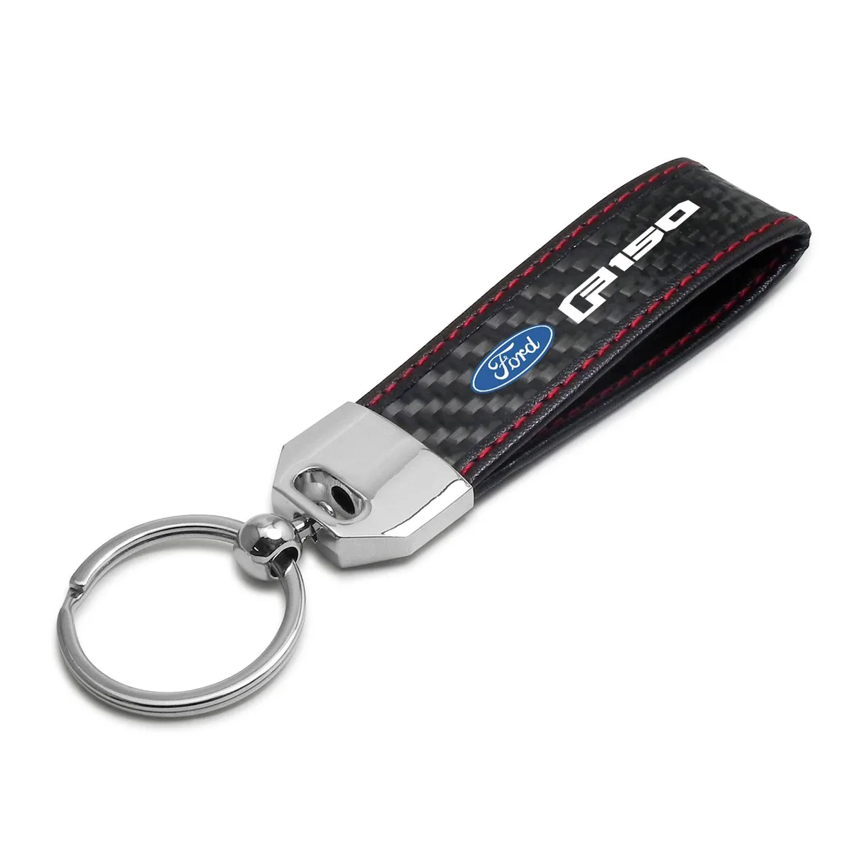 iPick Image, LLC iPick Image, LLC Ford F-150 2015+ Carbon Fiber Key Chain Red Stitching — product photo