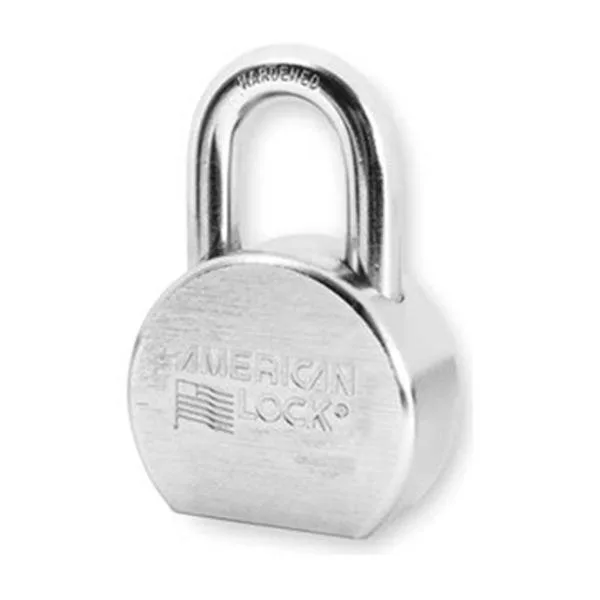 Silver round-body steel padlock with boron shackle