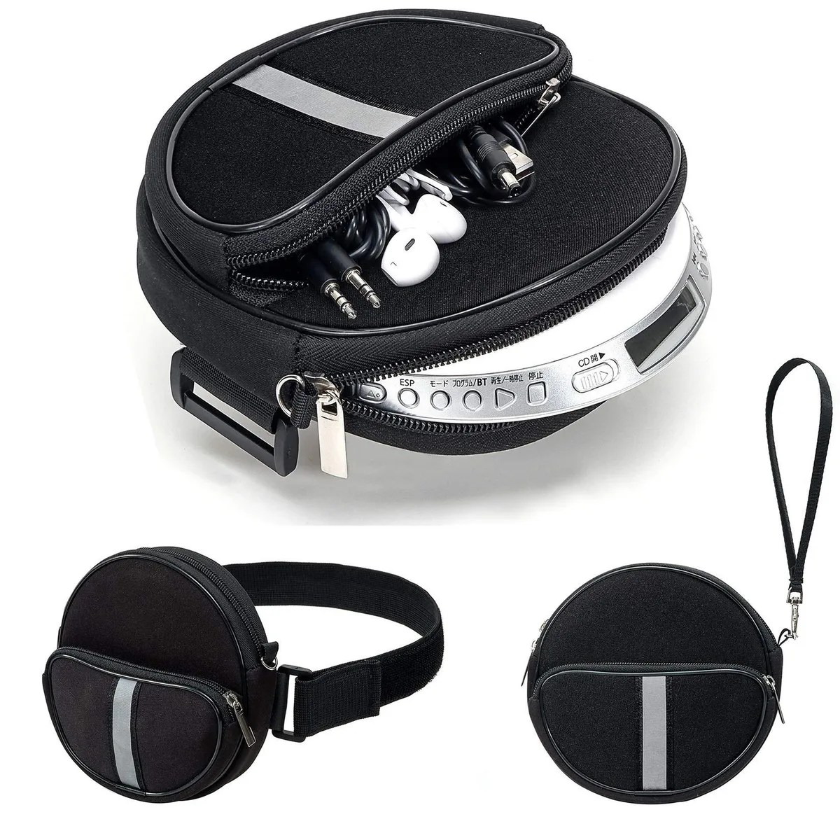 Compact 6.5in water-resistant nylon fanny pack with zipper and wrist strap