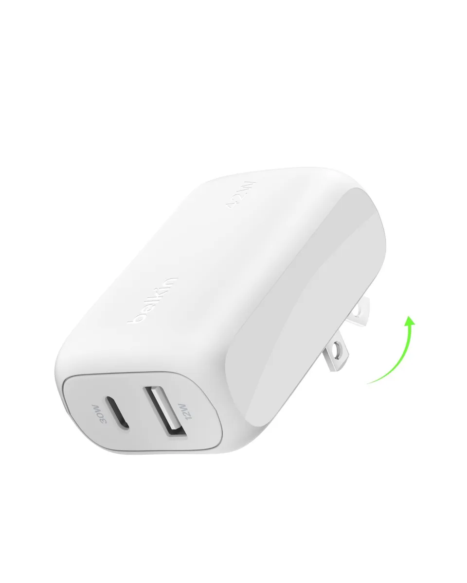  Belkin WCB009dq 42W Dual USB-C and USB-A Charger White — product photo