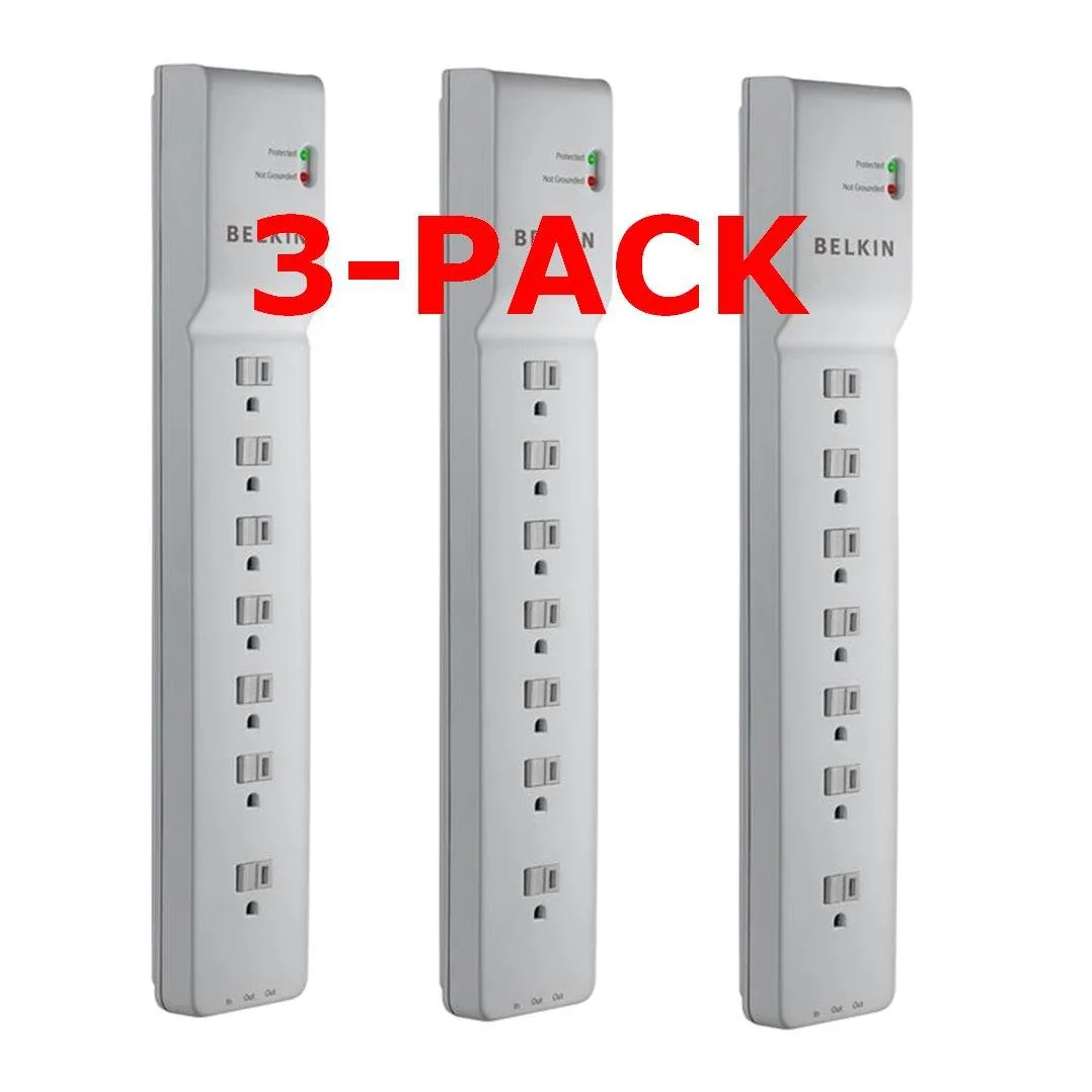 Belkin Belkin BE10720006-3PK 7-Outlet Surge Protector 6ft Right Angle 3-Pack — product photo