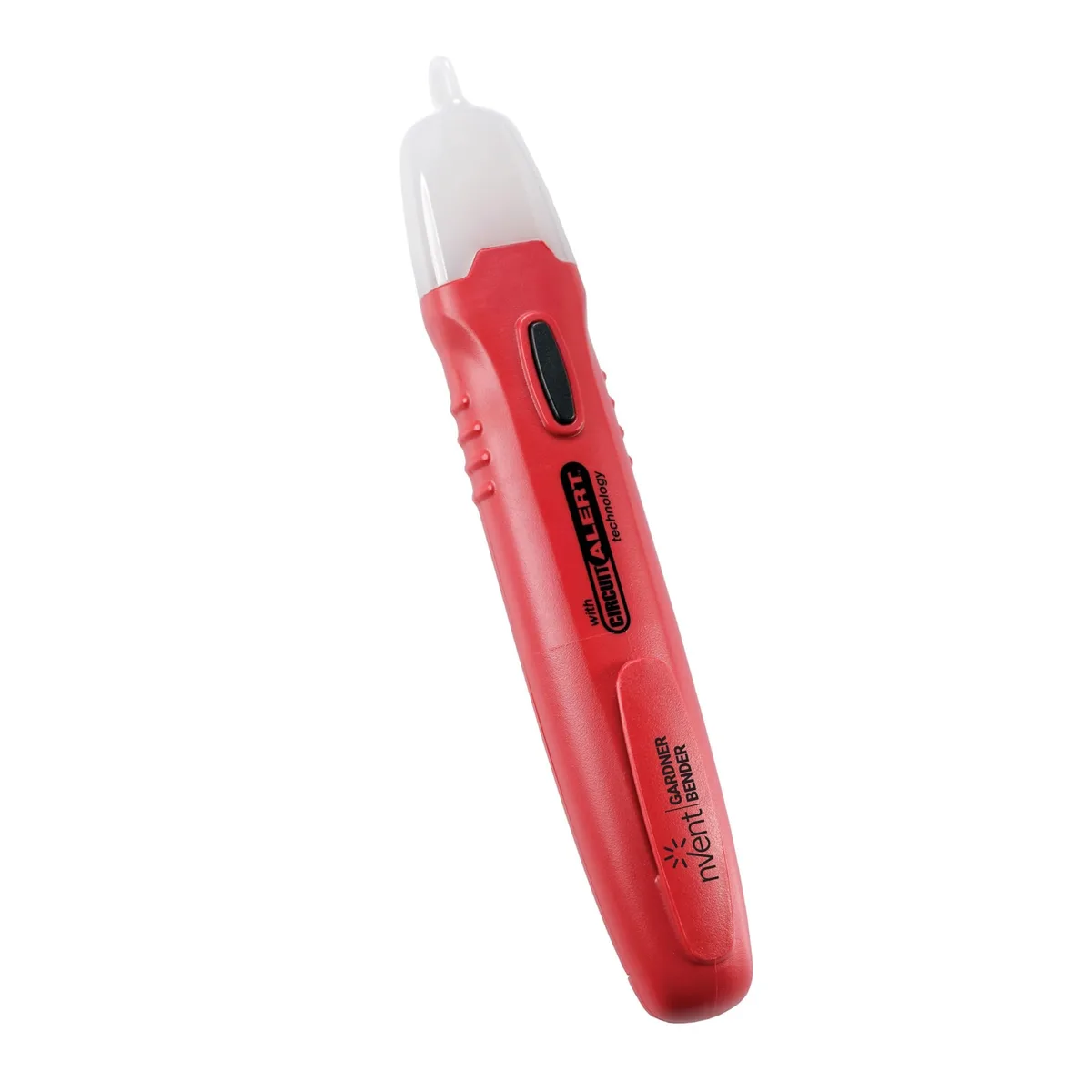 Red pen-style voltage tester with pocket clip and insulated probe tip