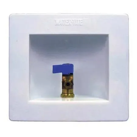 Transparent plastic outlet box with brass valves and mounting flanges