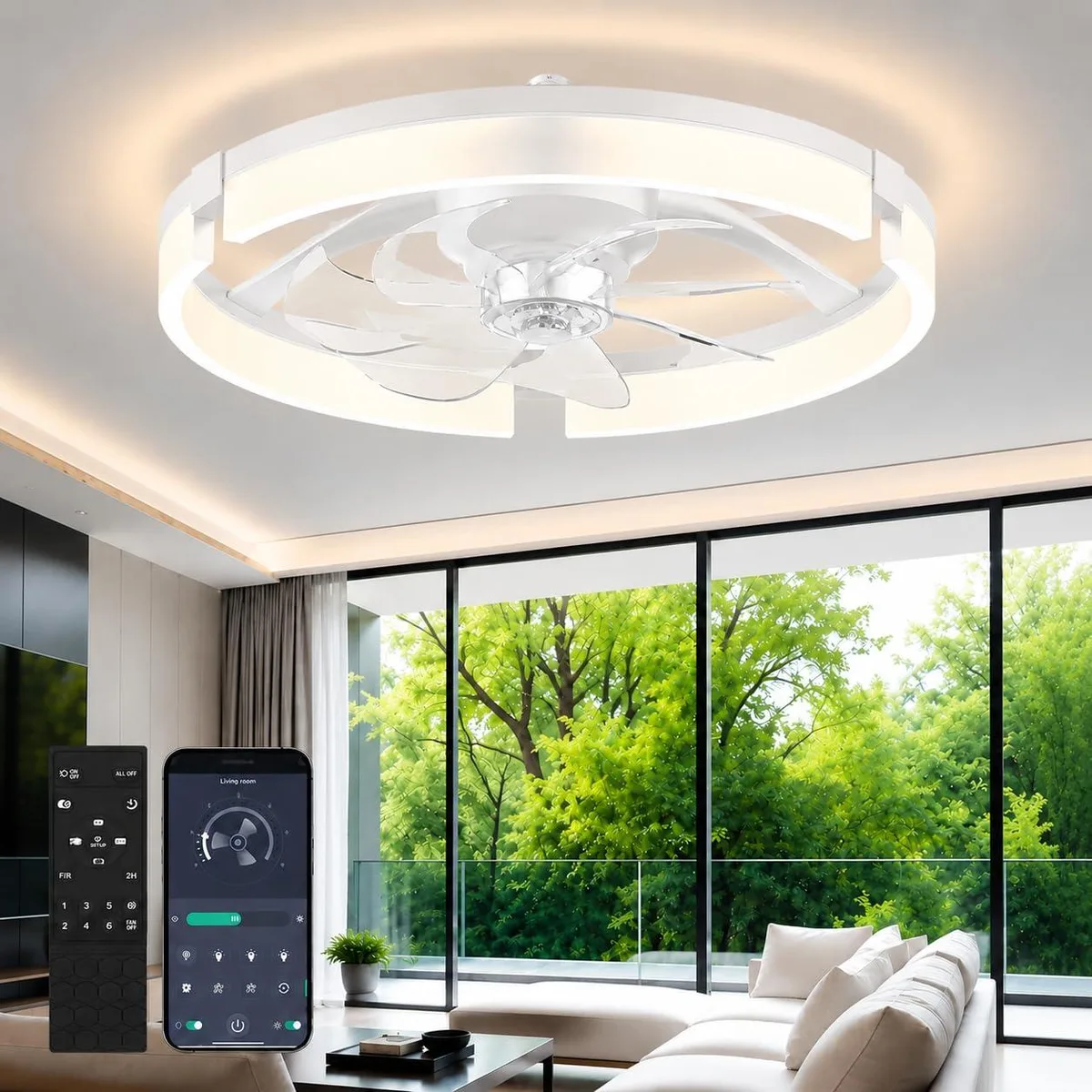  Aphyni AKCF-003 20 inch ceiling fan 36W 310 LED 3000-6500K — product photo