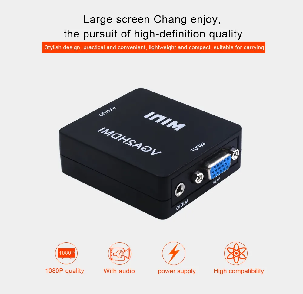 Jansicotek Jansicotek VGA to HDMI 1080p 60Hz audio video converter Black — product photo