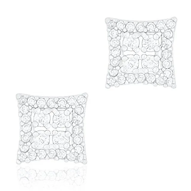 ORROUS &amp; CO ORROUS &amp; CO 18k White Gold Plated Cubic Zirconia Square Stud Earrings .35 in 8.89 mm — product photo