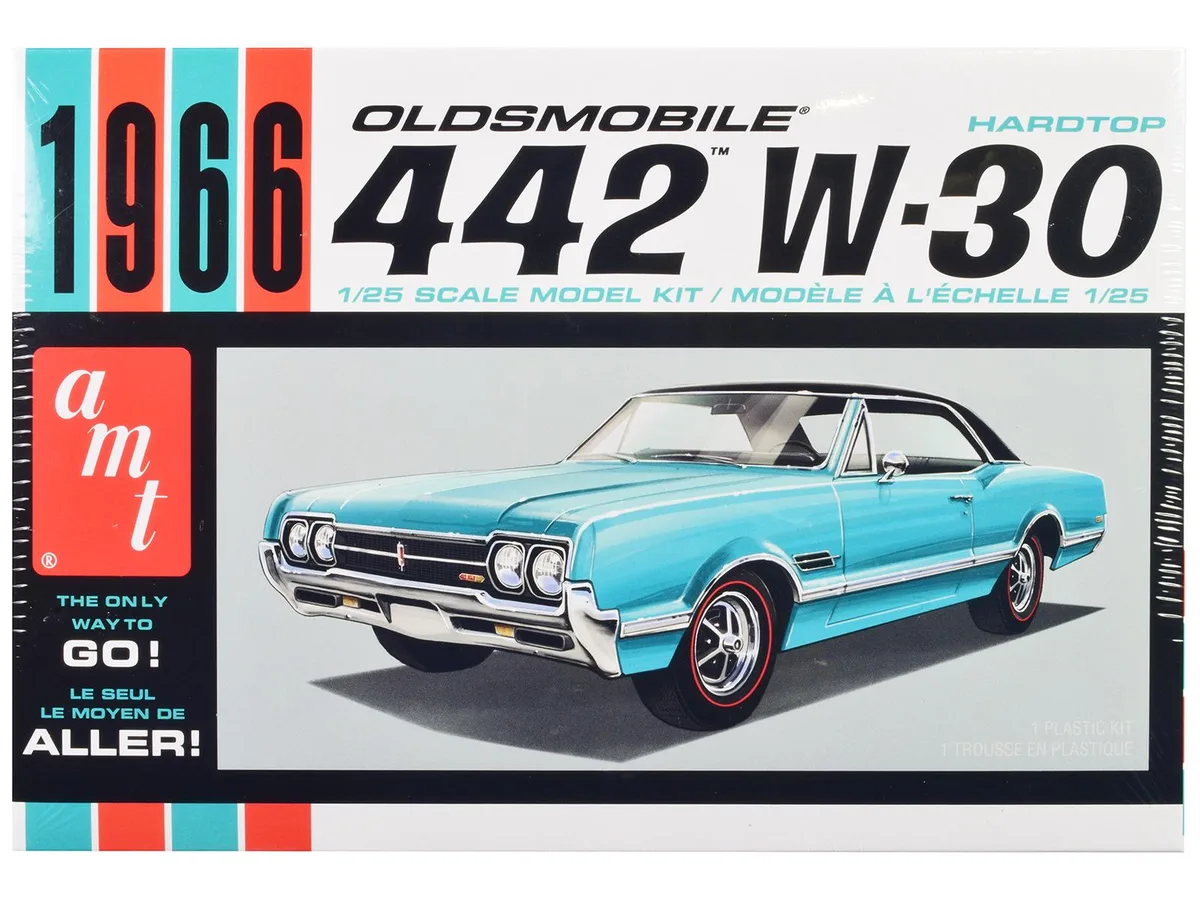 AMT AMT AMT1432M 1/25 Scale 1966 Oldsmobile 442 W-30 Hardtop Model Kit hobby collectible — product photo