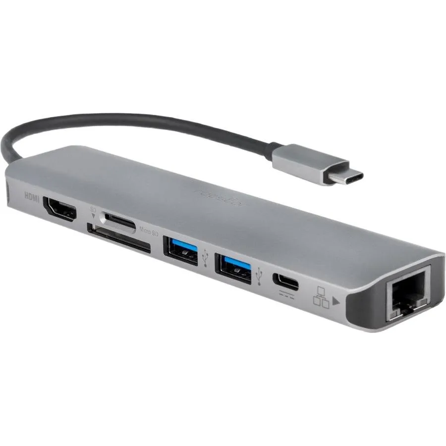 Compact aluminium USB-C multiport adapter with cable