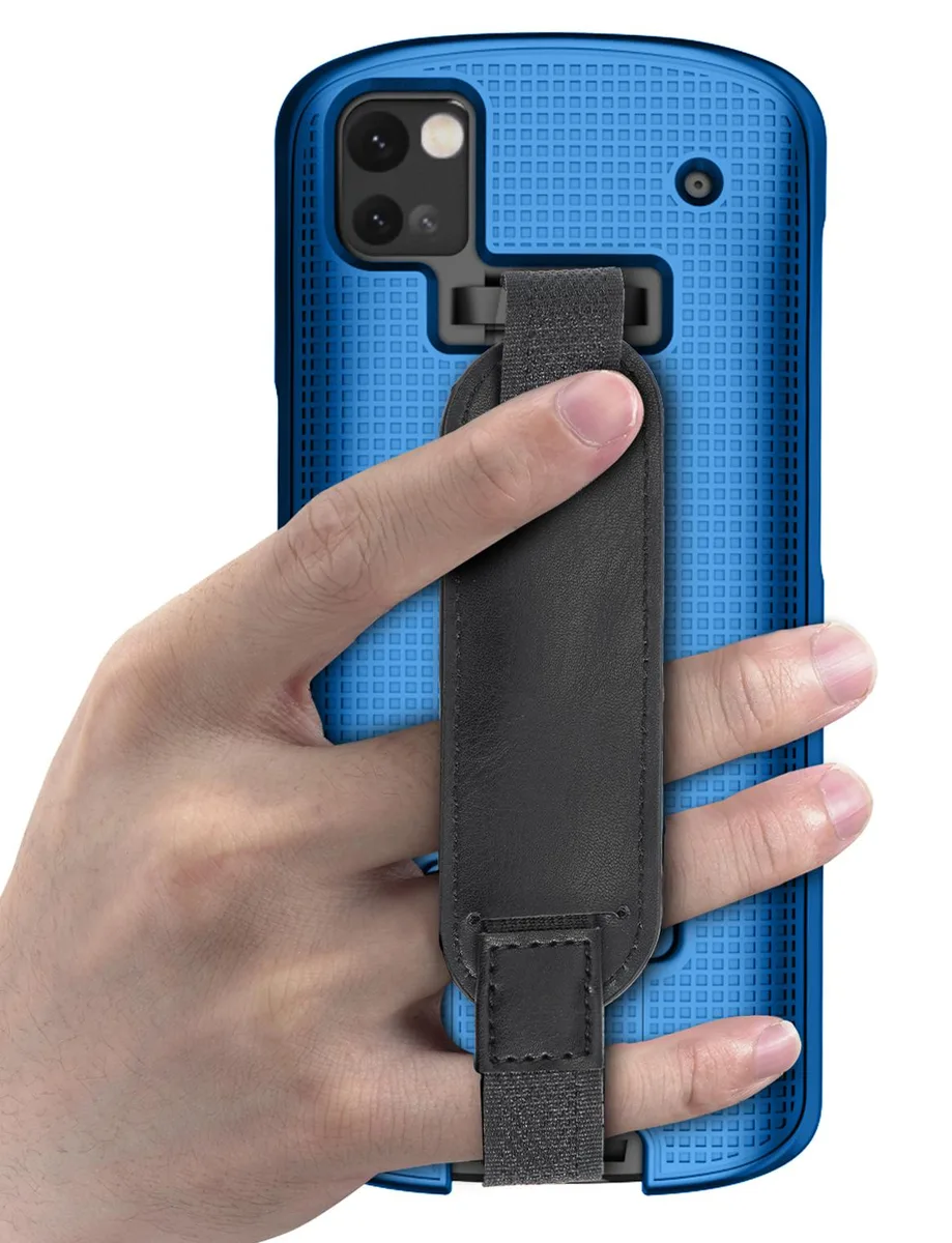 Nakedcellphone Nakedcellphone Blue Kickstand Case + Hand Strap for Zebra TC53 TC58 — product photo