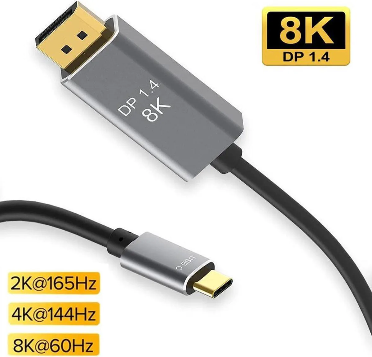 SMUGDESK SMUGDESK USB-C to DisplayPort 1.4 Cable 10ft Adapter 32.4Gbps 8K@60Hz 5K@60Hz 4K@144Hz 2K@240Hz — product photo