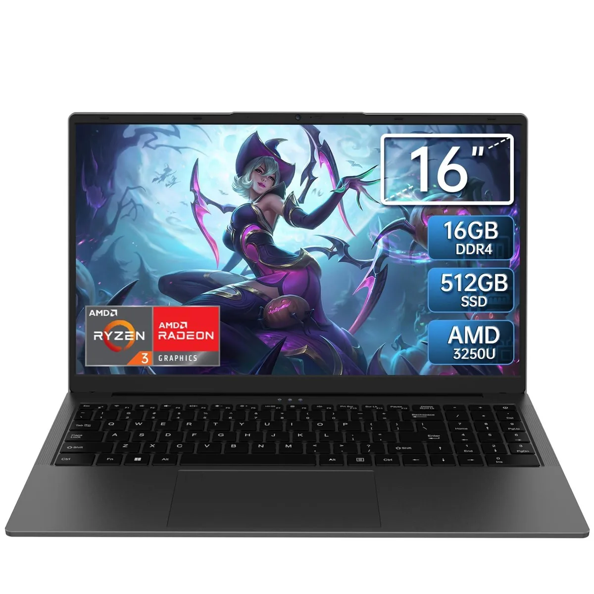 KurieTim KurieTim 16" laptop Ryzen 3 3250U 16GB 512GB SSD Gray — product photo