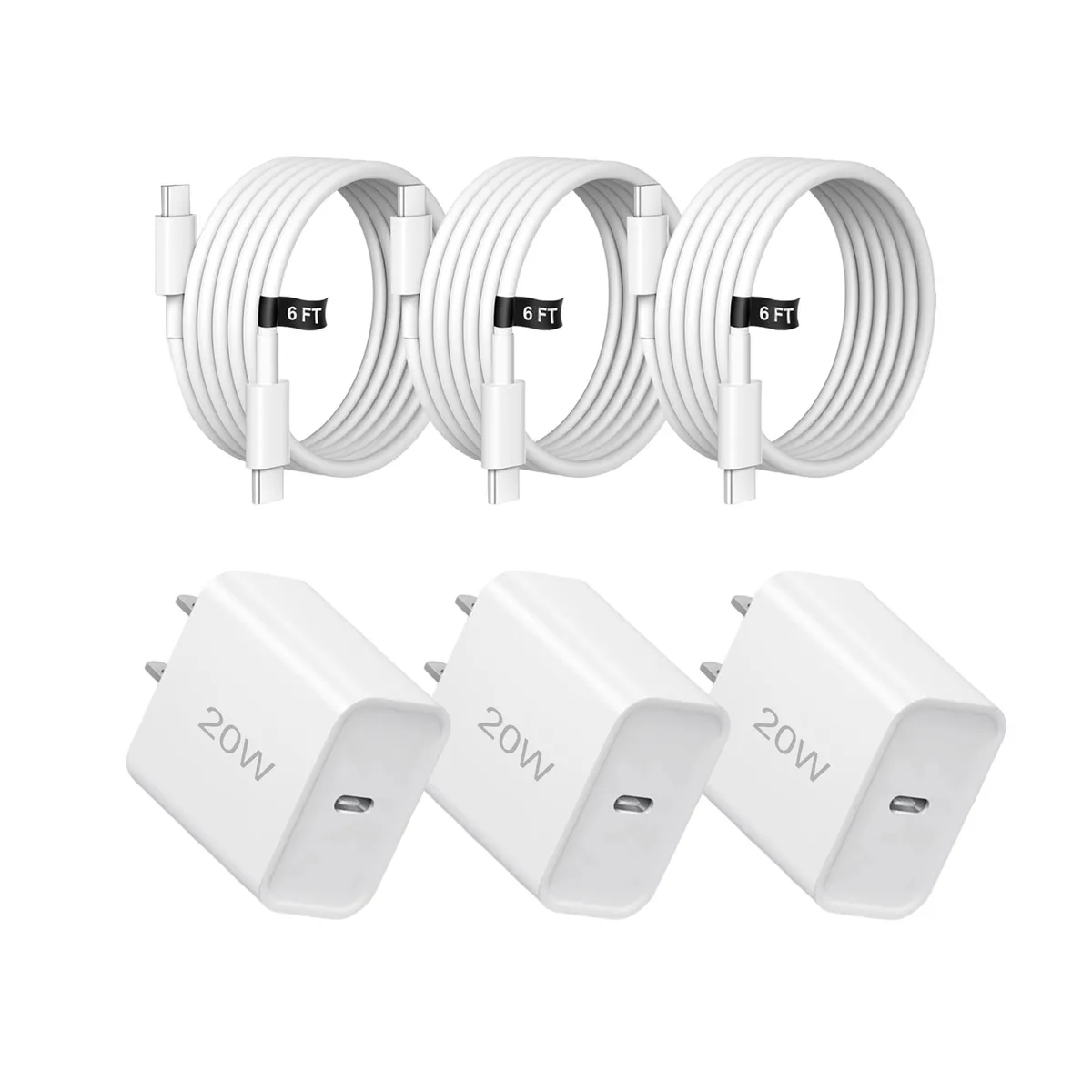 No Sew No Sew 20W USB-C Charger 3 Pack with Cable White — product photo