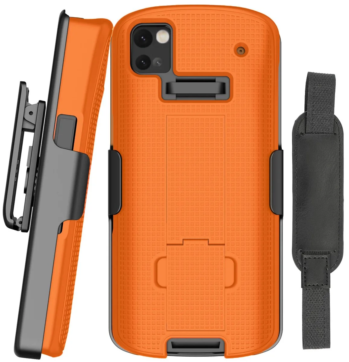 Nakedcellphone Nakedcellphone Kickstand Case + Belt Clip Holster + Hand Strap for Zebra TC53 TC58 Orange — product photo
