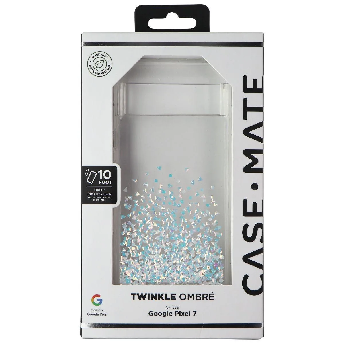 Transparent hard case with ombre glitter finish for Pixel 7