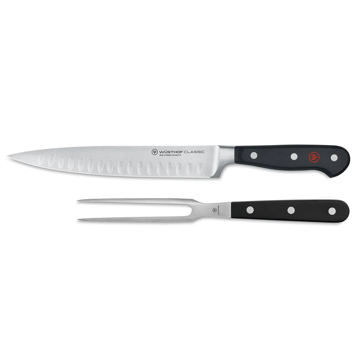 Wusthof Wusthof 1120160212 Classic 2 Piece Carving Knife &amp; Fork Set Hollow Edge cutlery — product photo
