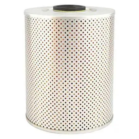 White cylindrical hydraulic filter cartridge with two black end seals, 7-5/8 inches long