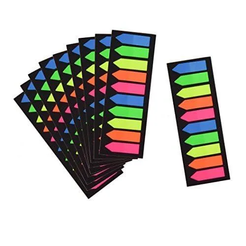 Rectangular and arrow neon flags on dispenser card, 1.65 by .47 inches, 10 packs of 2000 tabs