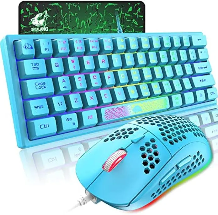 TAURKENAM TAURKENAM 60% Gaming Keyboard and Mouse Combo Blue 62 Keys 6400 DPI — product photo