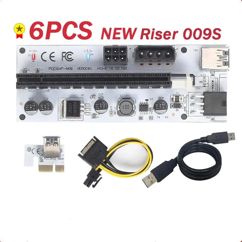 AFRNDK AFRNDK VER009S PCI-E 1x to 16x Riser Kit 6pcs 60cm USB 3.0 SATA Power — product photo