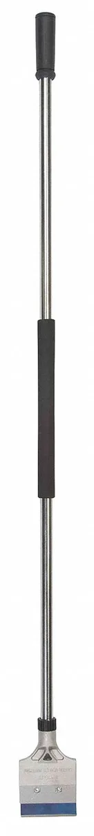Long handled floor scraper with carbon steel blade and hammer head end