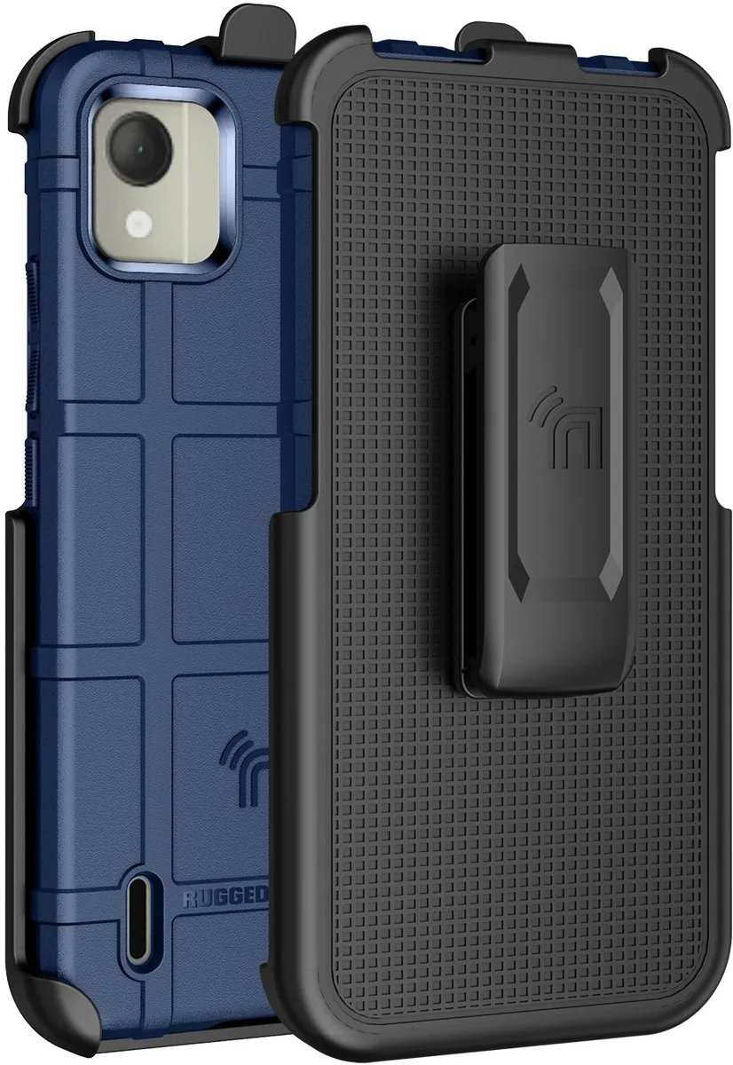 Nakedcellphone Nakedcellphone Special Ops Rugged Shield Case and Holster for Nokia C110 Navy Blue — product photo