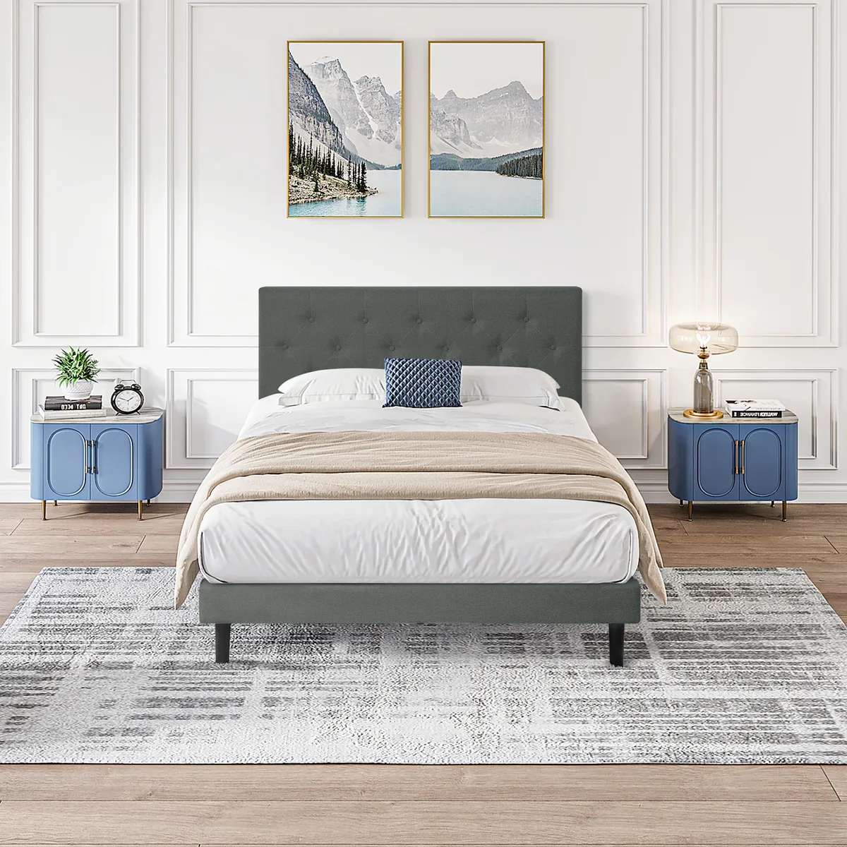 tuphen tuphen Twin Upholstered Platform Bed Dark Grey — product photo