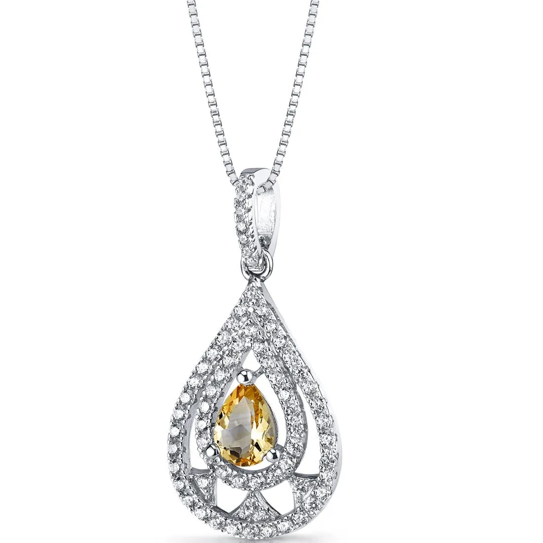 Oravo Oravo Citrine Chandelier Pendant Necklace Sterling Silver 0.5 Carats 18 — product photo