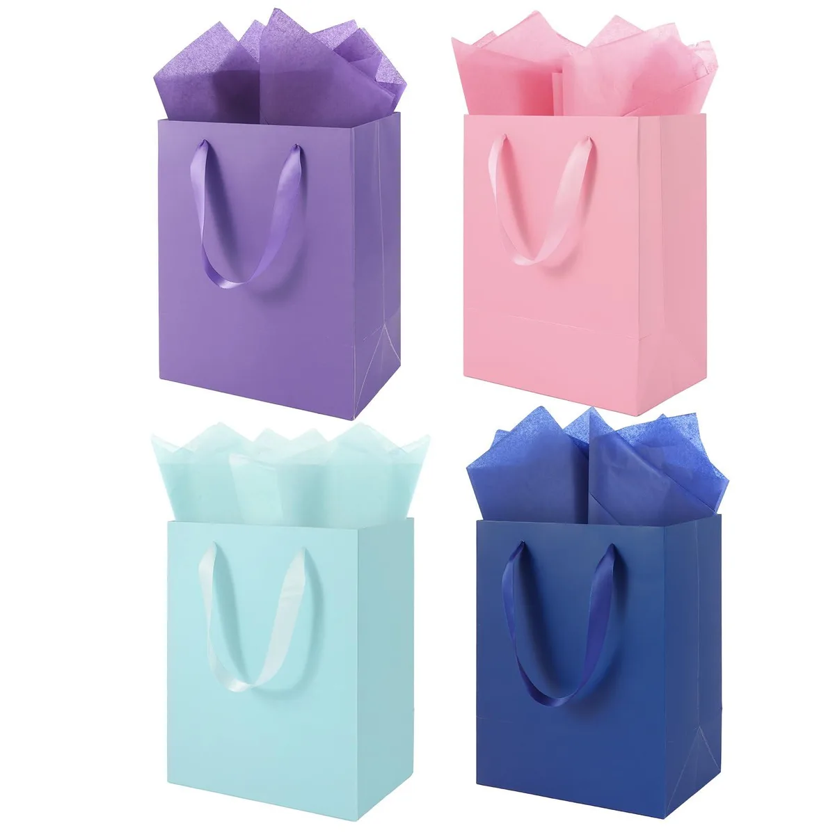  Epoesch Small Rainbow Art Paper Gift Bags 4 Pack 12 Count Blue 230 GSM — product photo