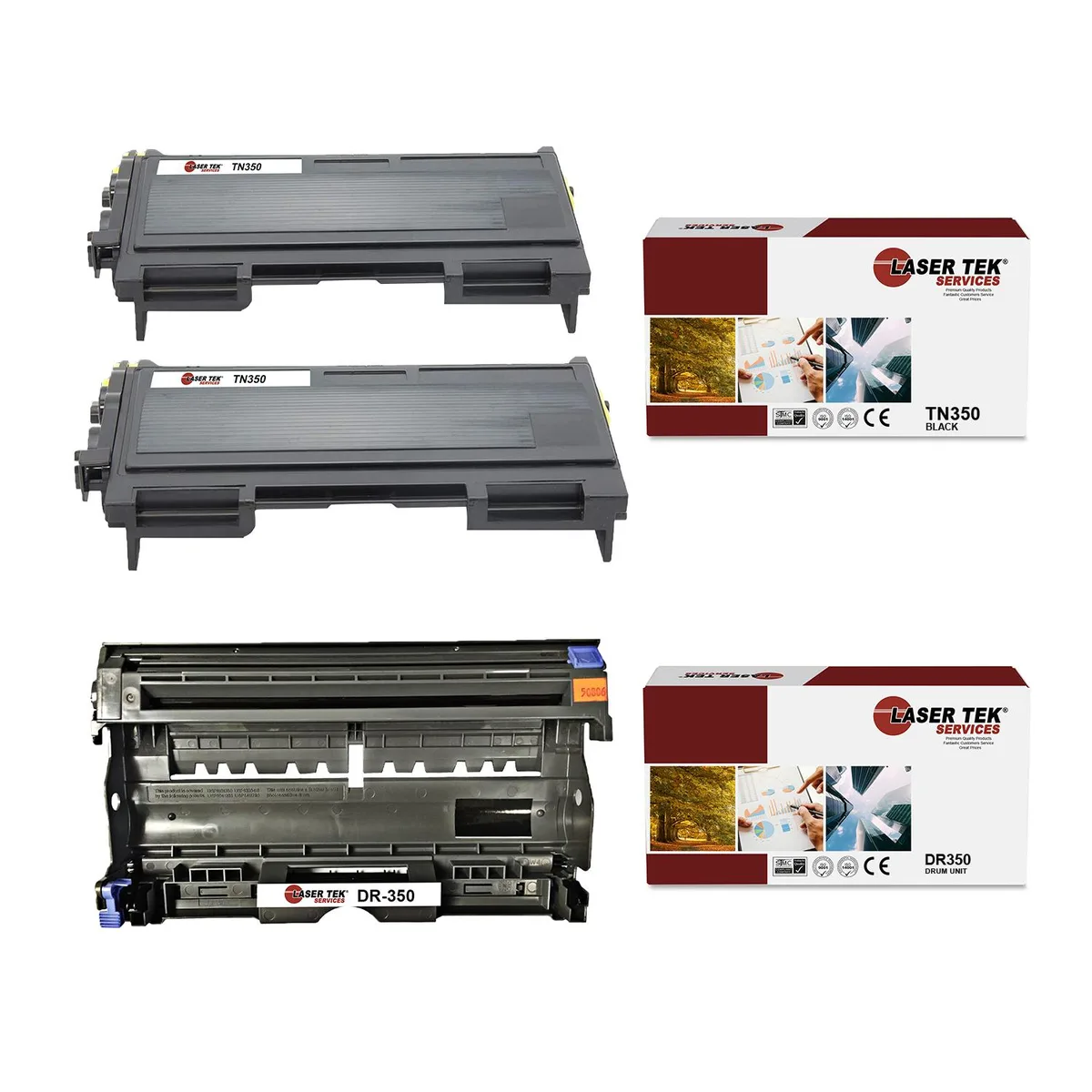 Laser Tek Services Laser Tek Services TN350 DR350 3-Pack Toner Cartridge and Drum Unit Combo — product photo