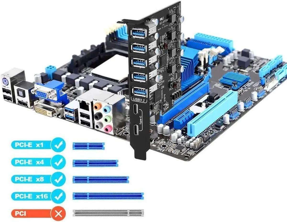 Vszerda Vszerda 7 Port PCIe USB 3.2 Hub 2C 5A 10Gbps — product photo