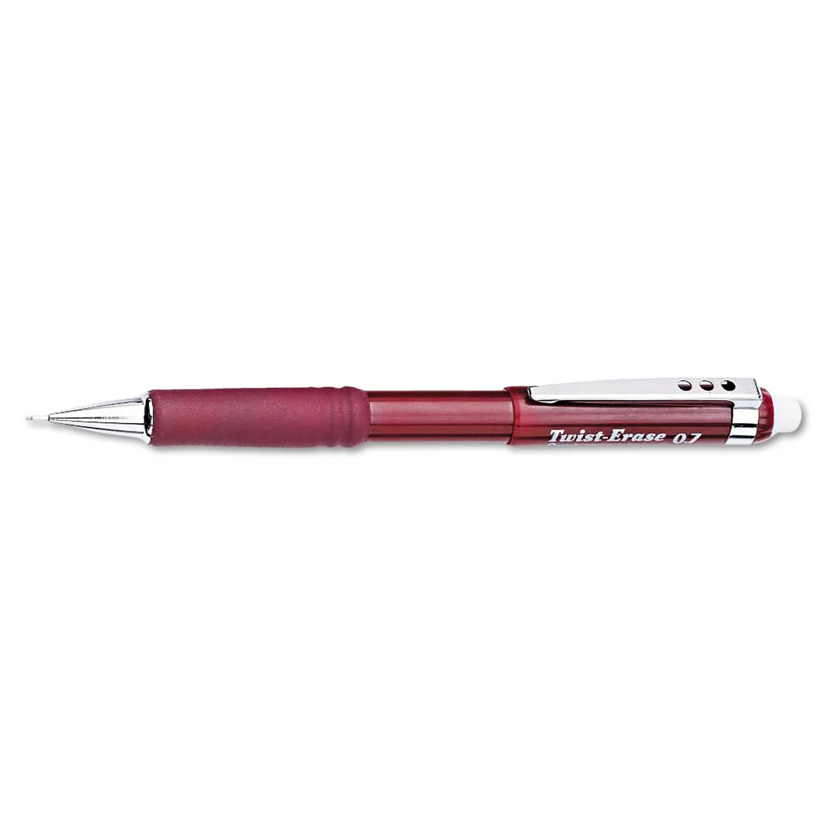 Pentel of America, Ltd. Pentel of America, Ltd. Twist-Erase III Mechanical Pencil 0.7 mm Red Barrel QE517B — product photo