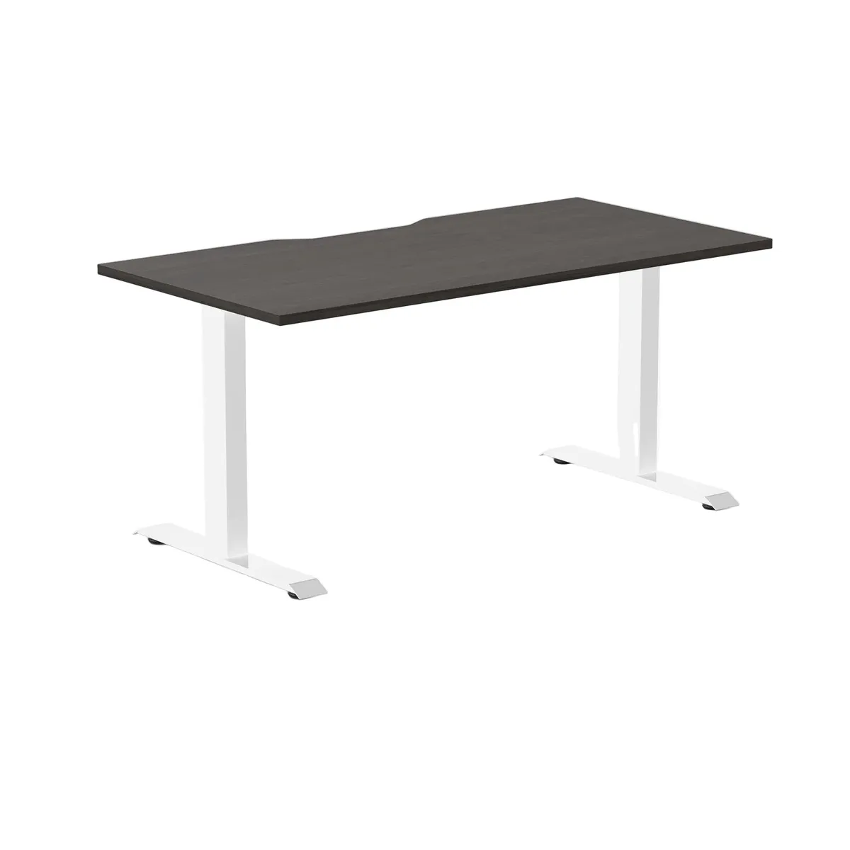 Desky Desky Zero Scalloped Laminate Desk Burnished Wood White 59.1 x 29.5 in — product photo