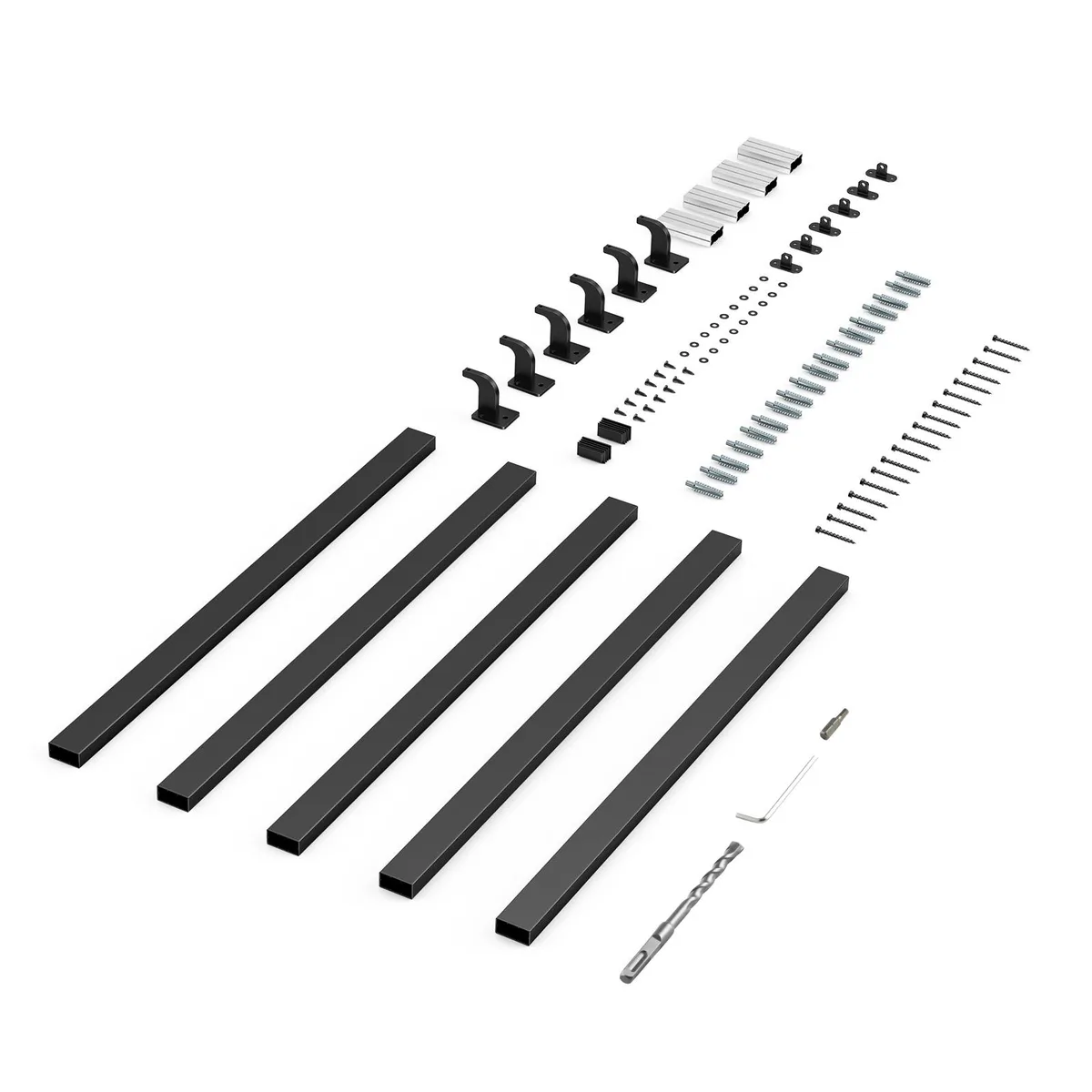 VEVOR VEVOR Wall Mounted Stair Handrail 15ft Black Aluminum 250lbs 6 Sections — product photo