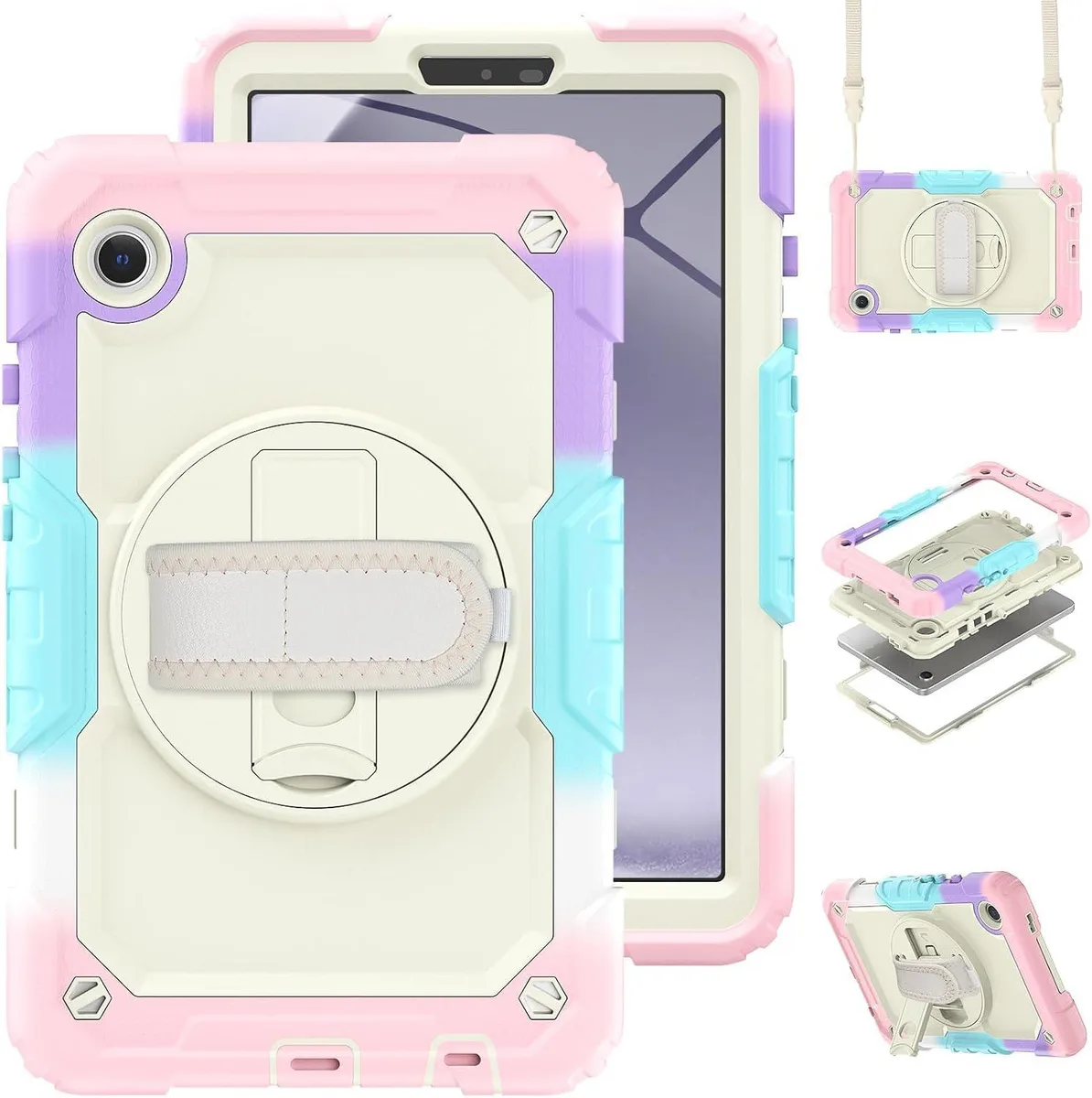 Kootion Kootion 360° Rotating Stand Case for Galaxy Tab A9 8.7-Inch 2023 (SM-X110/SM-X115) Camo Pink laptop case — product photo