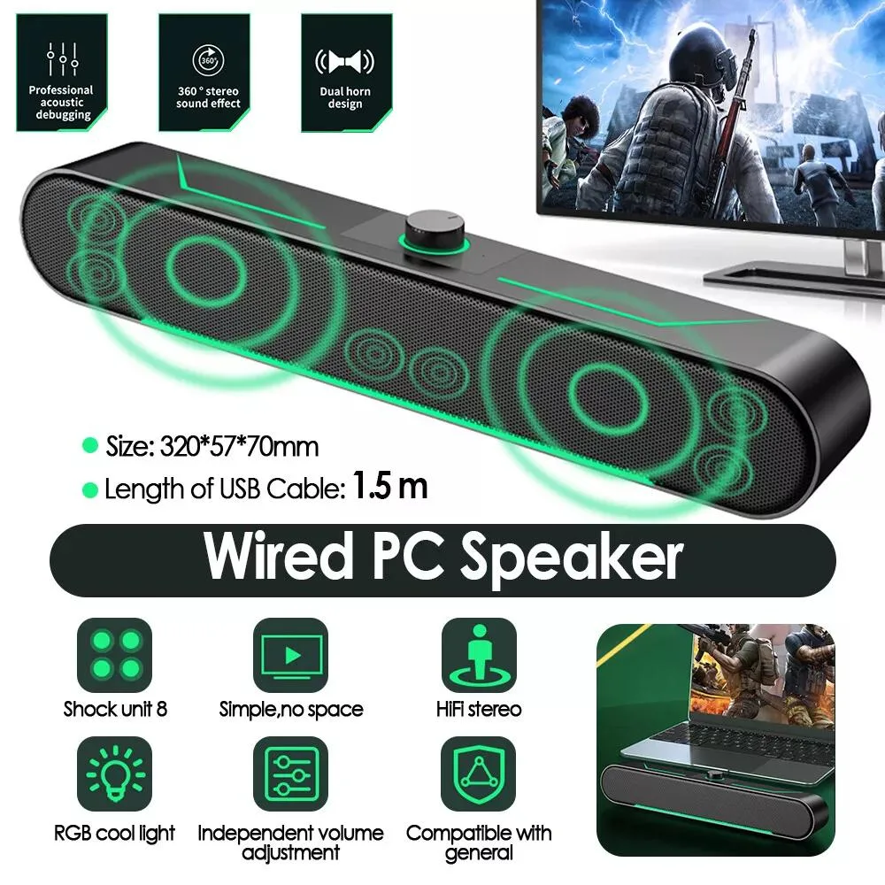NShi NShi Wired PC Speaker 6W RMS 3.5mm USB 1.5m Black — product photo