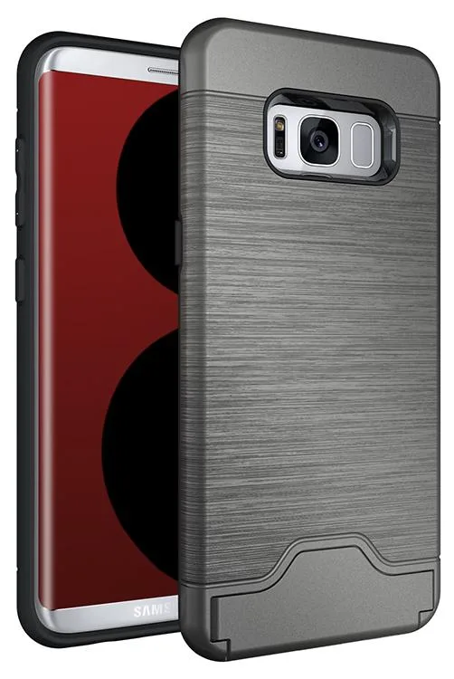 Nakedcellphone Nakedcellphone Card Slot Case with Stand Silver for Samsung Galaxy S8+ 955 — product photo