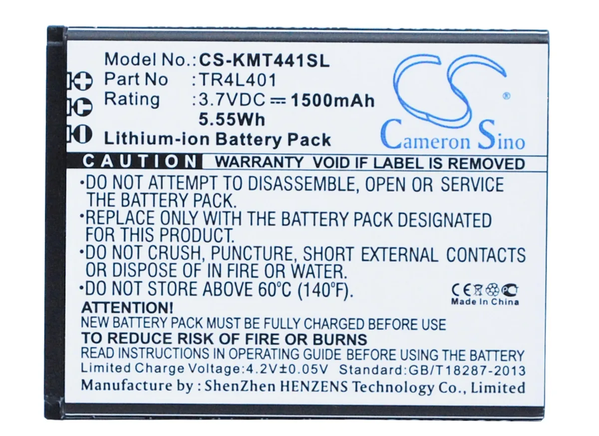 Cameron &amp; Co Cameron &amp; Co DS-CS-KMT441SL cell phone battery 1.5 Ah 3.7V 1500mAh 5.55Wh Li-ion Black — product photo