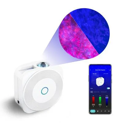Compact white smart skylight star projector with green and blue lasers