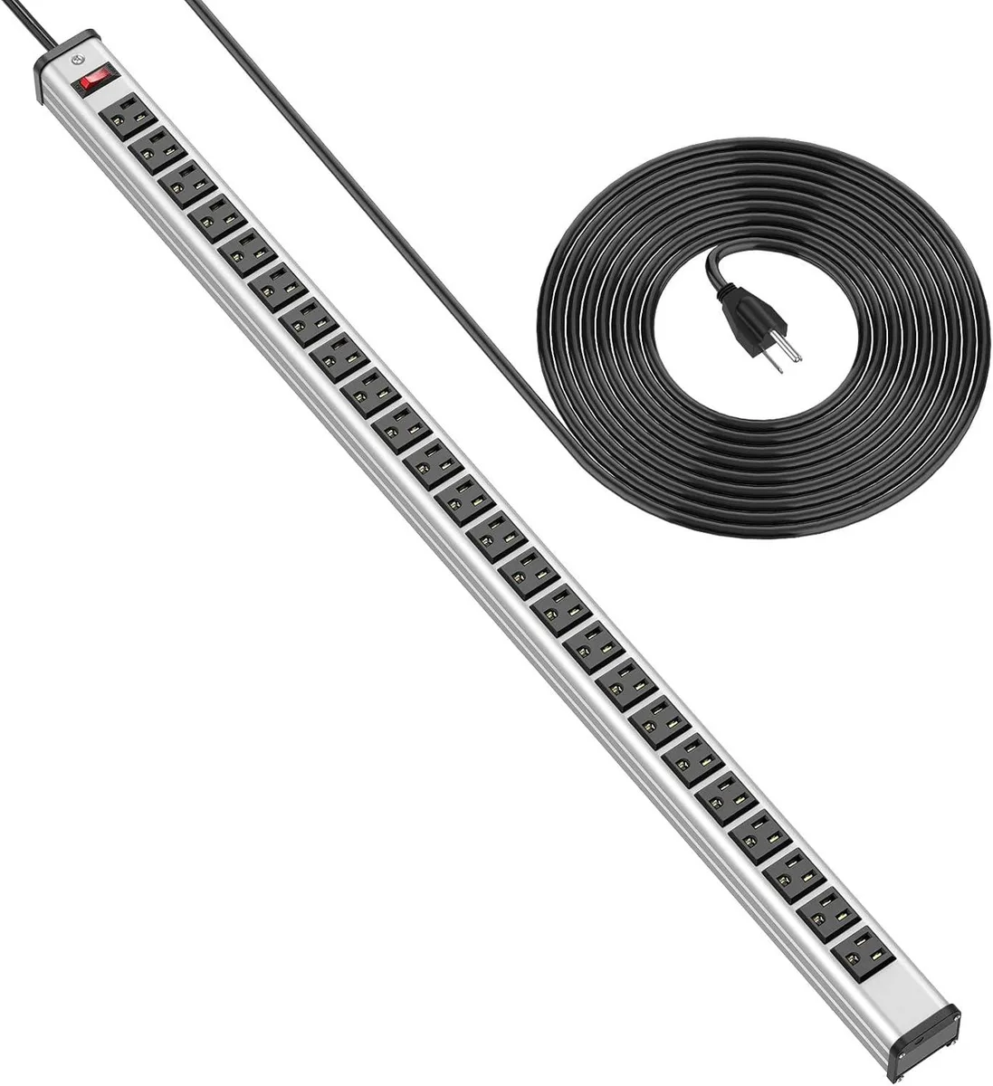 BFKK BFKK 24 Outlet Power Strip 10FT 15A 125V 1875W Silver — product photo