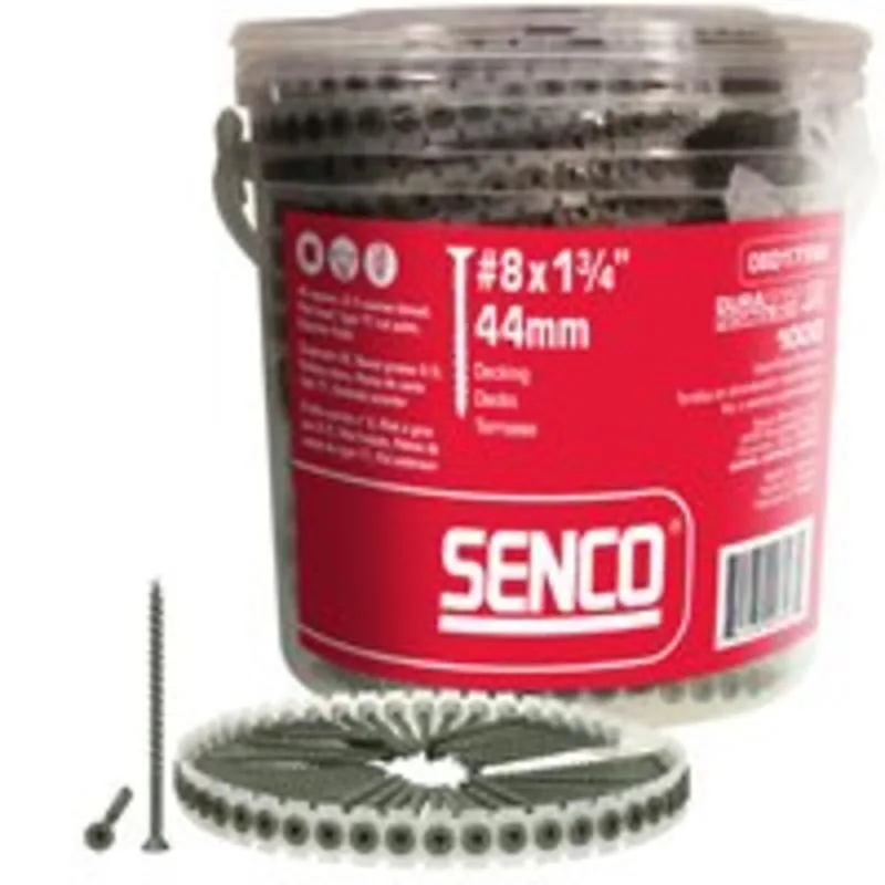 Box of 800 collated stainless steel deck screws, plain finish, three inch length