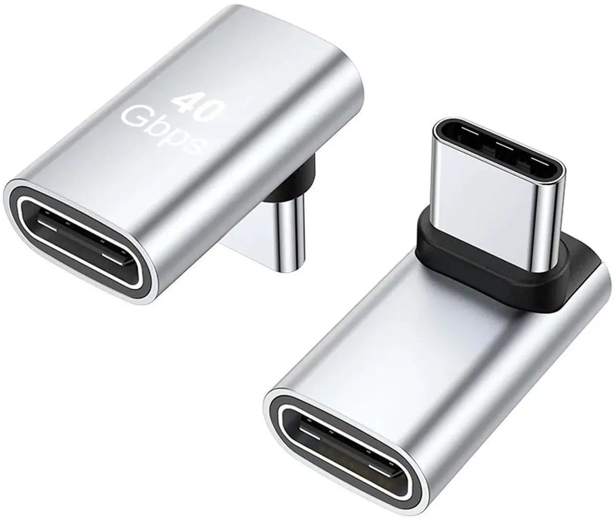 Vszerda Vszerda 90° USB-C Male to Female Adapter 2 Pack Silver — product photo
