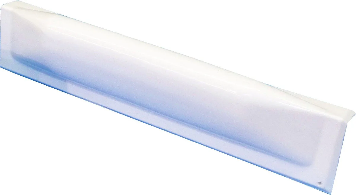 White straight dock bumper with angled ends and molded ribs 18 inches long